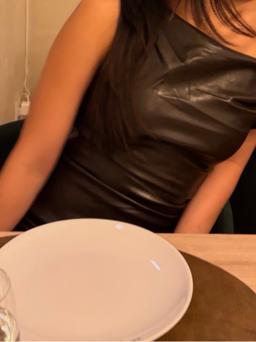 Off-Shoulder Black Faux Leather Mini Dress - Picture 2 of 2